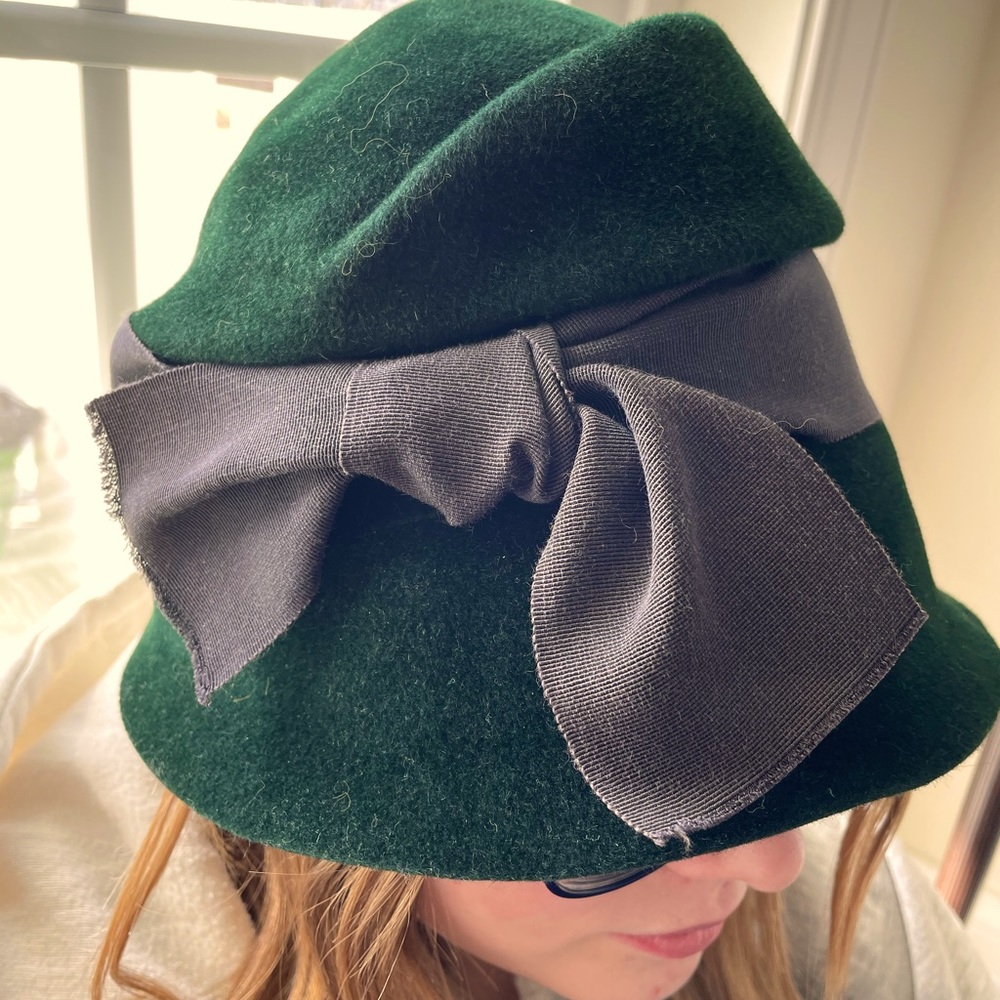 Forest green felt hat👒